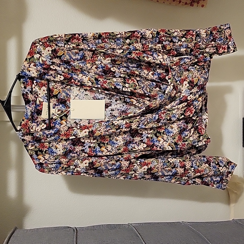 Sezane Multicolor Floral V-Neck Blouse - Picture 6 of 9